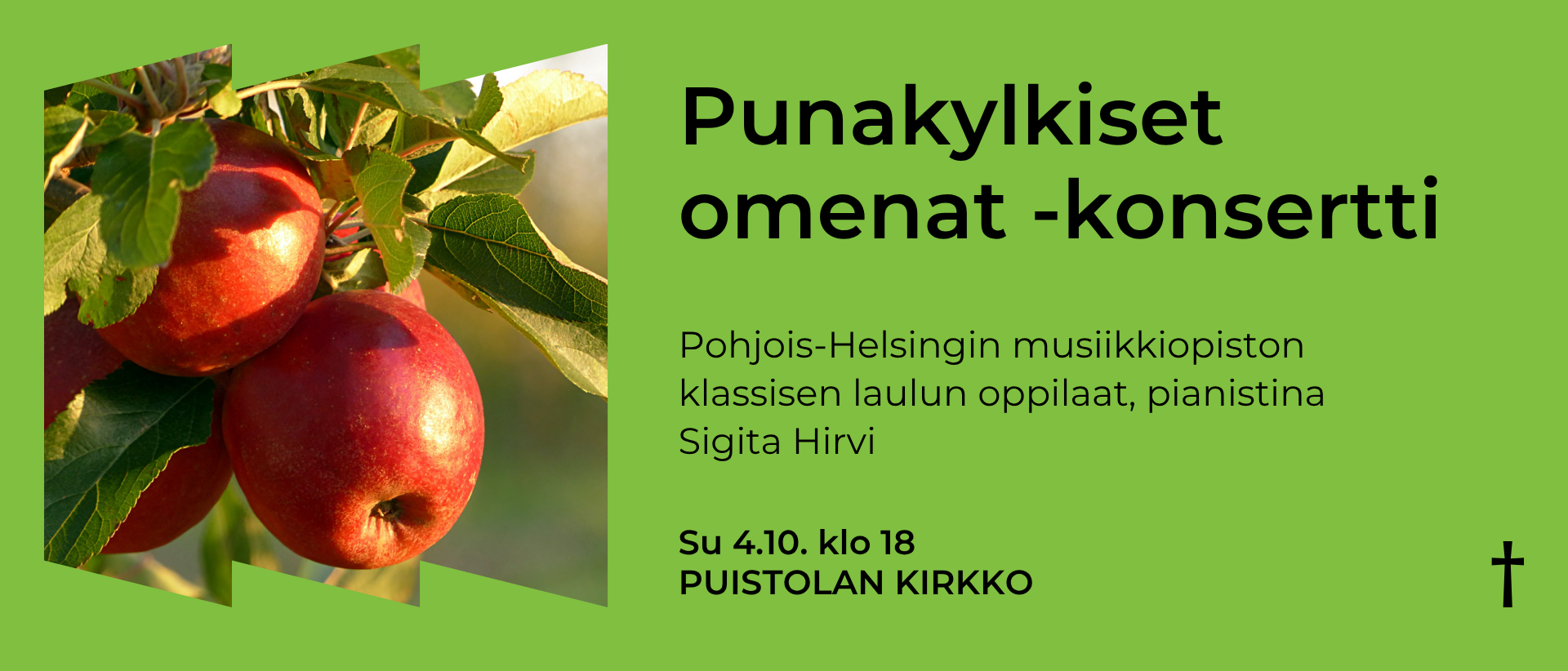 Punakylkiset omenat -konsertti Puistolan kirkossa su 4.10 klo 18