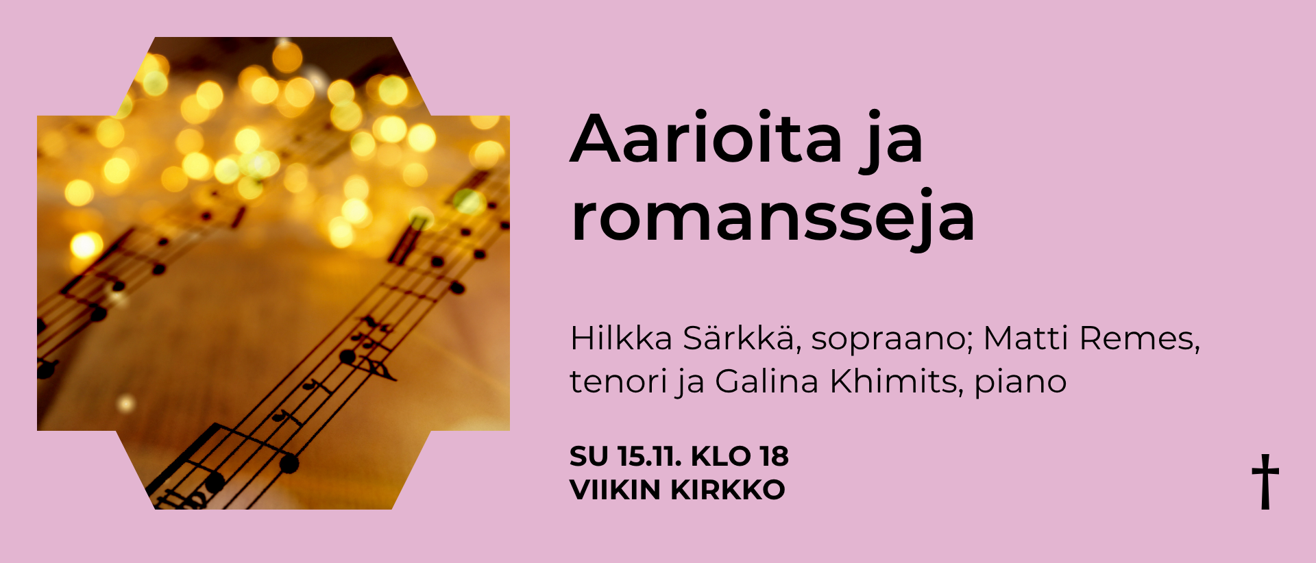 Aarioita ja romansseja -konsertti Viikin kirkossa su 15.11. klo 18-19.30